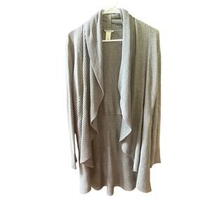 White House Black Market Gray Ribbed Open Front Cardigan – Size L